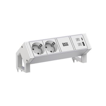 Bachmann DESK2 ALU WHITE 2xCEE7/3 1xUSB A/C 22W 0 Steckdosenleiste (937.402)