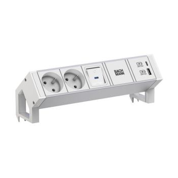 Bachmann DESK2 ALU WHITE 2xUTE 1xUSB A/C 22W 1xSc Steckdosenleiste (937.410)