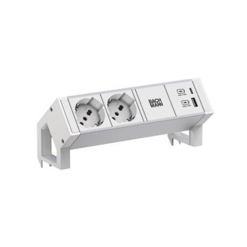 Bachmann DESK2 ALU WHITE 2xP40 1xUSB A/C 22W 0 2m Steckdosenleiste (937.427)