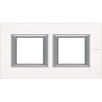 Bticino 2fach horizontal white glass Rahmen (HA4802M2HVBB)