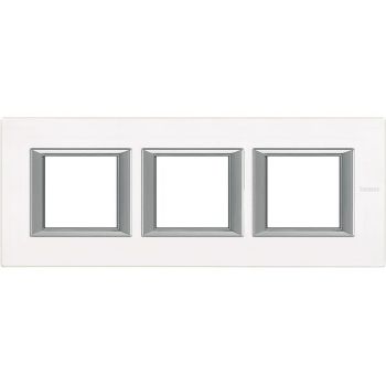 Bticino 3fach horizontal white glass Rahmen (HA4802M3HVBB)