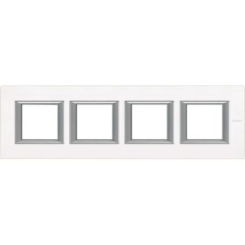 Bticino 4fach horizontal white glass Rahmen (HA4802M4HVBB)