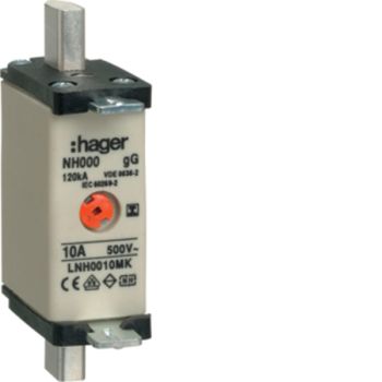 Hager LNH0010MK NH000 gG 500V 10A Iso-Griff NH-Sicherungseinsatz (LNH0010MK)