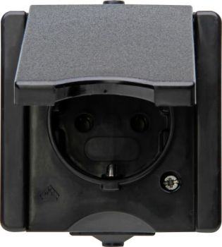 Heinrich proAQA Klappdeckel schwarz SCHUKO-Steckdose (947405009)