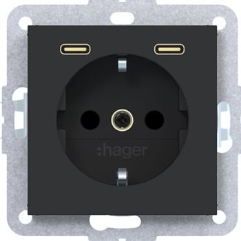 Hager USB Typ C 2f. PD 20W A.x/C.x nsw matt Steckdose SCHUKO (WAS4055BM)