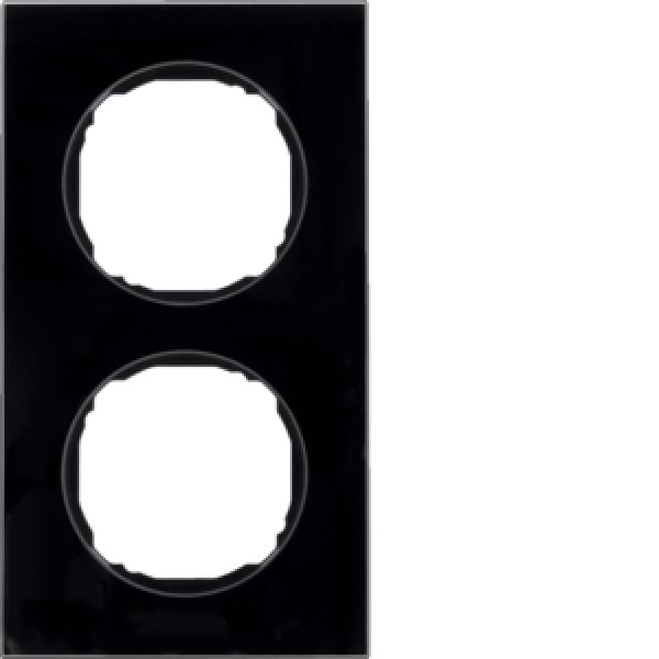 Berker 10122616, Rahmen 2fach, flach, R.8, Glas schwarz