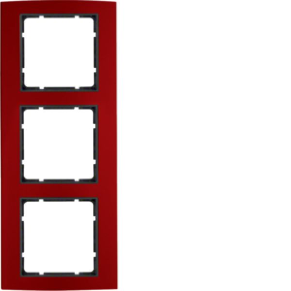 Berker 10133012, Rahmen 3fach B.3 Alu, rot/anthrazit