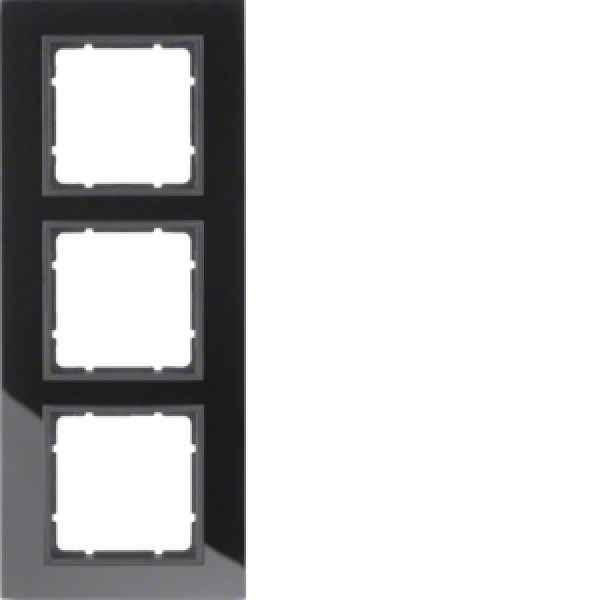 Berker 10136616, Rahmen 3fach B.7 Glas schwarz