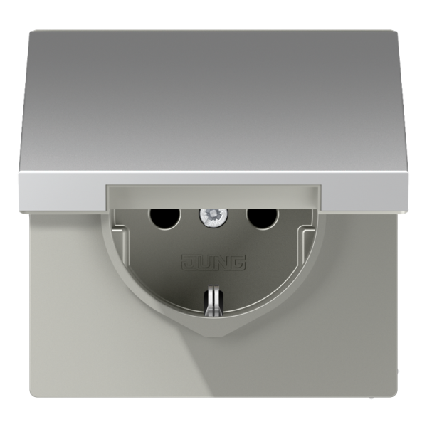 Jung AL1521KL, SCHUKO Steckdose, 16 A 250 V ~, Schraubklemmen, Klappdeckel, Serie LS, Aluminium