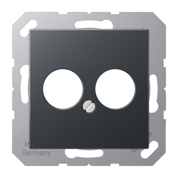 Jung A562-2BFANM, Abdeckung für 2 Rundsteckverbinder bis 18,5 mm Ø, Thermoplast lackiert, Serie A, anthrazit matt