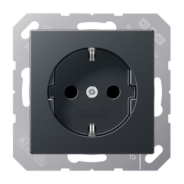 Jung A1521BFANM, SCHUKO Steckdose, 16 A 250 V ~, Schraubklemmen, Thermoplast lackiert, Serie A, anthrazit matt