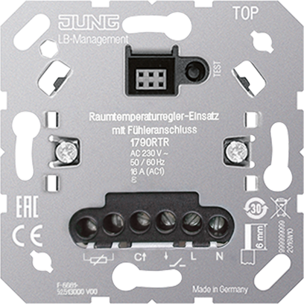 Jung 1790RTR, Raumthermostat-Einsatz mit Fühleranschluss, ohne Nebenstelleneingang