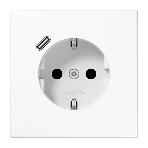 Jung LS1520-18CWW, SCHUKO Steckdose 16 A 250 V ~, mit USB-Ladegerät 1 x Typ C, integrierter erhöhter Berührungsschutz, SAFETY+, Serie LS, alpinweiß
