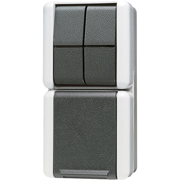 Jung 875W, SCHUKO®-Steckdose 16 A 250 V ~ mit Serienschalter 10 AX 250 V ~, 16 A 250 V ~, IP 44, WG 800