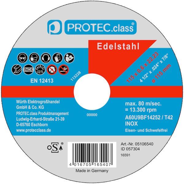 PROTEC.class PTINS115 Inox 115x0,6x22mm (PK=10Stk) Trennscheibe (05106540)