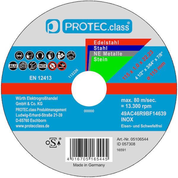 PROTEC.class PTMU115 Multi 115x1,0x22mm (PK=10Stk) Trennscheibe (05106544)