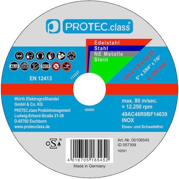 PROTEC.class PTMU125 Multi 125x1,0x22mm (PK=10Stk) Trennscheibe (05106545)