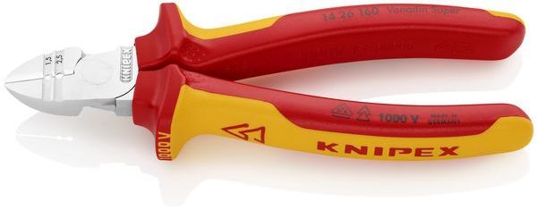 Knipex chrom isol. 160mm VDE 1000V Abisolier-Seitenschneider (14 26 160) Knipex chrom isol. 160mm VDE 1000V Abisolier-Seitenschneider (14 26 160)