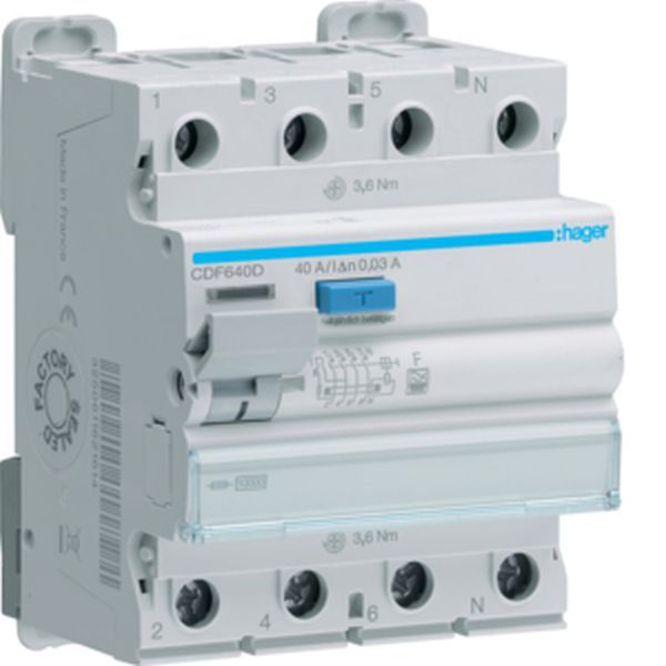 Hager CDF640D 4P 10kA 40A 30mA Typ F Fehlerstromschutzschalter (CDF640D)