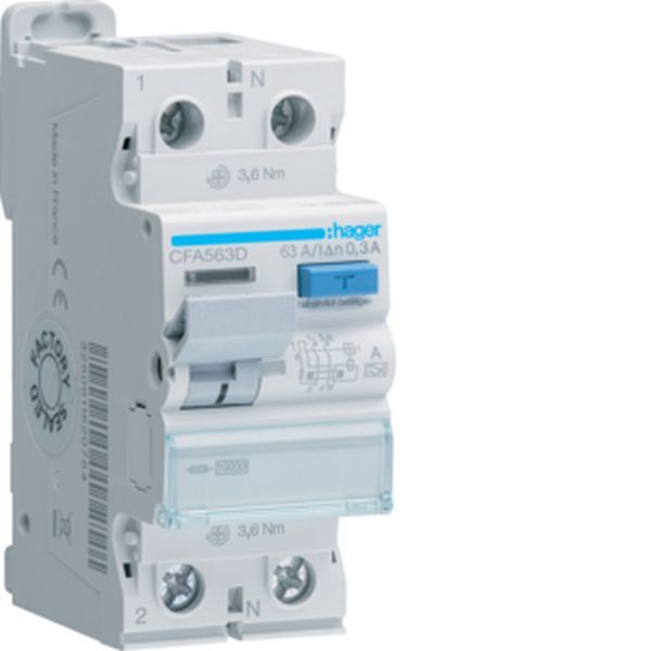 Hager CFA563D 2P 10kA 63A 300mA Typ A Fehlerstromschutzschalter (CFA563D)
