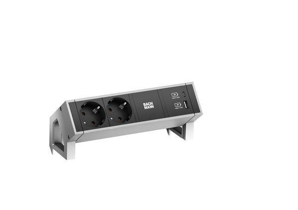 Bachmann DESK2 2xCEE7/3 1xUSB A&C 22W 0,2m GST18 Steckdosenleiste (902.901)