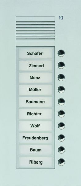 TCS PUK10/1-EN UP 10 Tasten 1spaltig silber Audio-Türstation (PUK10/1-EN)