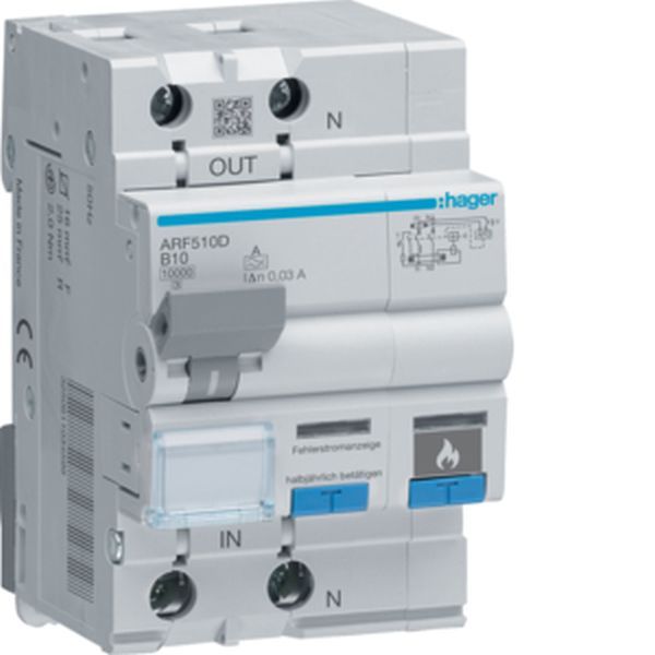 Hager ARF510D AFDD FI-LS 1P+N 10kA B-10A 30mA Fehlerlichtbogen-Schutzeinrichtung (ARF510D)