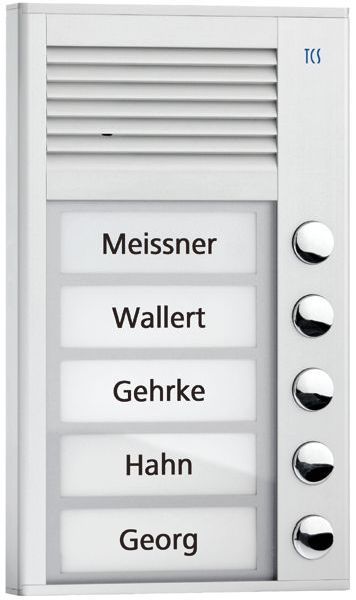 TCS PAK05-EN Audio 5 Tasten 1-r. AP silber Audio-Türstation (PAK05-EN)