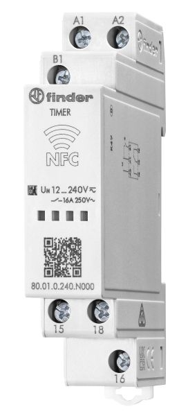 Finder mit NFC 1 Wechsler 16A f. 12-240 V AC/DC Multifunktions-Zeitrelais (80.01.0.240.N000)