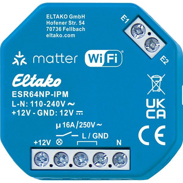 Eltako m. IP Matter über Wi-Fi opt. EnOcean 16A Stromstoß-Schaltrelais (30064015)