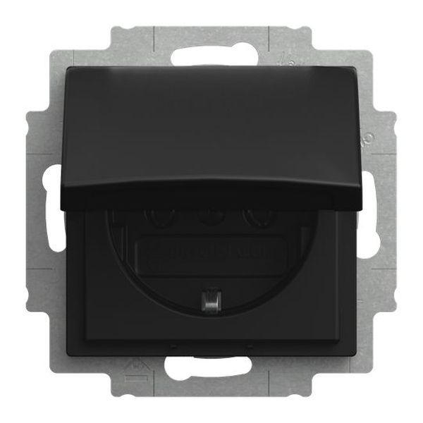 Busch-Jaeger 20 EUK-915 m. Klappdeckel schwarz matt Steckdoseneinsatz SCHUKO (2CKA002018A1587)
