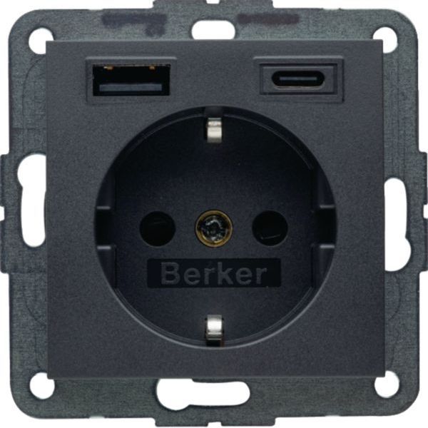 Berker USB AC 20W PD B.3 anthrazit matt SCHUKO-Steckdose (48141606)