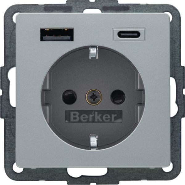 Berker USB AC 20W PD Q.x alu samt lackiert SCHUKO-Steckdose (48146084)