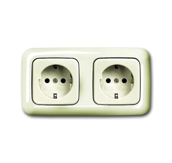 Busch-Jaeger 20-2 EUCJ-212-503 "durchverdrahtet" ws Doppelsteckdose SCHUKO (2CKA002014A1464)