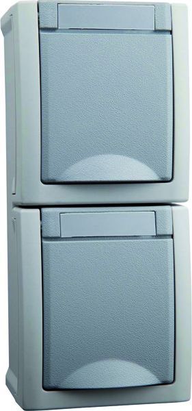 HHG 90591086-DE FR-Aufputz IP 54 Schuko Steckdose 2fach senkrecht (90591086-DE)