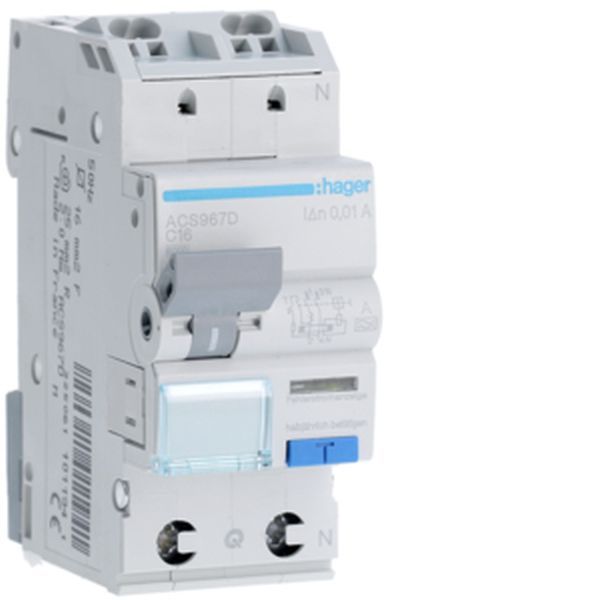 Hager ACS967D 1P+N 127V 6kA C-16A 10mA TypA QC FI/LS-Schalter (ACS967D)