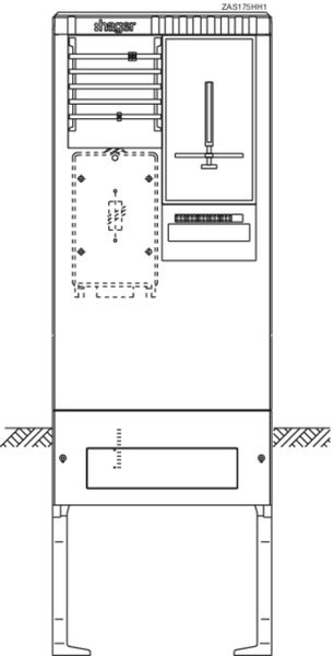 Hager ZAS175HH1 1Z 2feldrig 277x583x1710 Zähleranschlusssäule (ZAS175HH1)