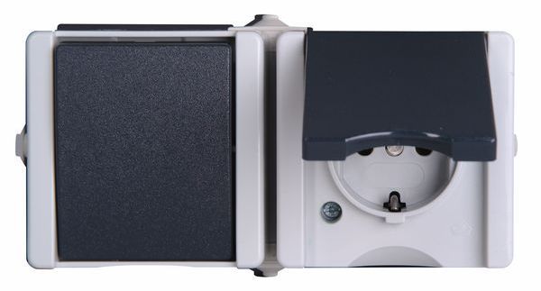 Heinrich Steckdosenkombination waagerecht hg/dg Aus-/Wechselschalter (139456006)