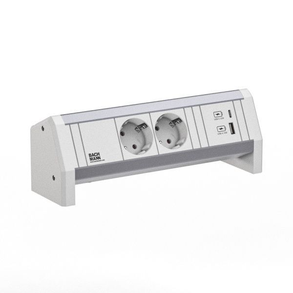 Bachmann DESK 2xUTE 1xUSB A/C 22W GST18 RAL9010 Steckdosenleiste (902.0295)