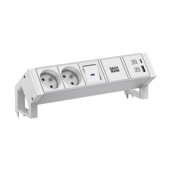 Bachmann DESK2 ALU WHITE 2xUTE 1xUSB A/C 22W 1xSc Steckdosenleiste (937.410)