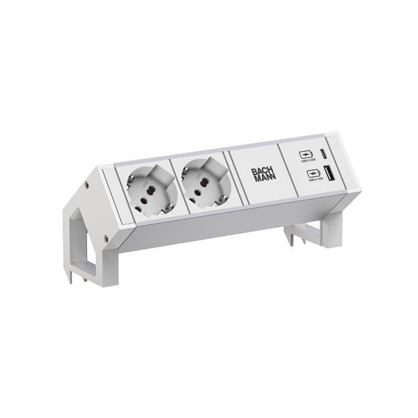 Bachmann DESK2 ALU WHITE 2xP40 1xUSB A/C 22W 0 2m Steckdosenleiste (937.427)