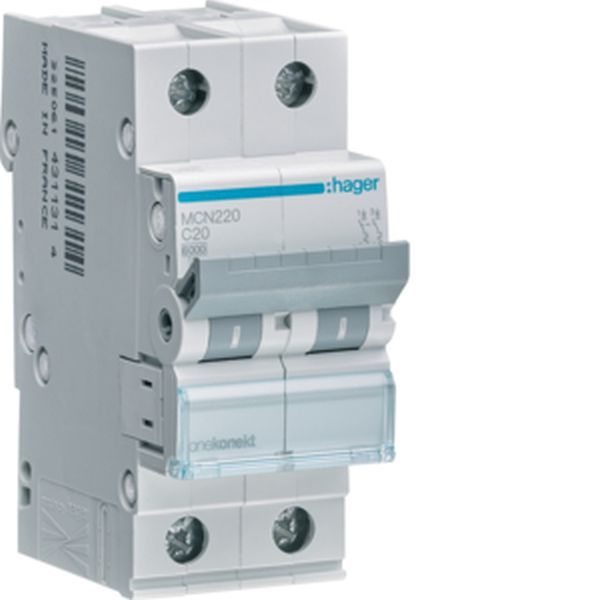 Hager MCN220 2polig C20A 6kA 2M Leitungsschutzschalter (MCN220)