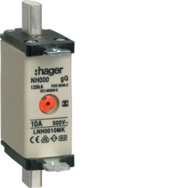 Hager LNH0010MK NH000 gG 500V 10A Iso-Griff NH-Sicherungseinsatz (LNH0010MK)