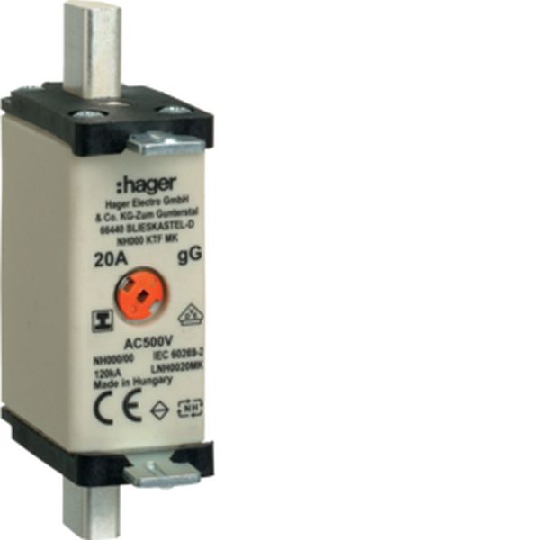 Hager LNH0020MK NH000 gG 500V 20A Iso-Griff NH-Sicherungseinsatz (LNH0020MK)