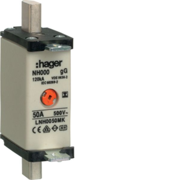 Hager LNH0050MK NH000 gG 500V 50A Iso-Griff NH-Sicherungseinsatz (LNH0050MK)