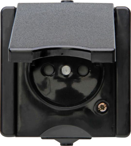 Heinrich proAQA Klappdeckel schwarz SCHUKO-Steckdose (954705002)