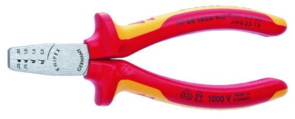 Knipex für Aderendhülsen iso.145mm 0,25-2,5qmm Crimpzange (97 68 145 A)