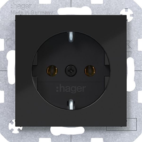Hager Steckklemmen A.x/C.x nachtschwarz glänz. Steckdose SCHUKO (WAS1100BG)