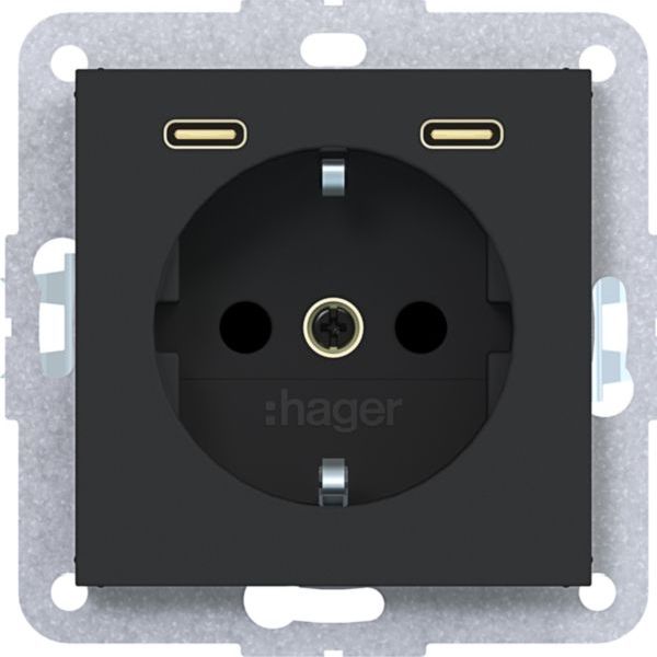 Hager USB Typ C 2f. PD 20W A.x/C.x nsw matt Steckdose SCHUKO (WAS4055BM)